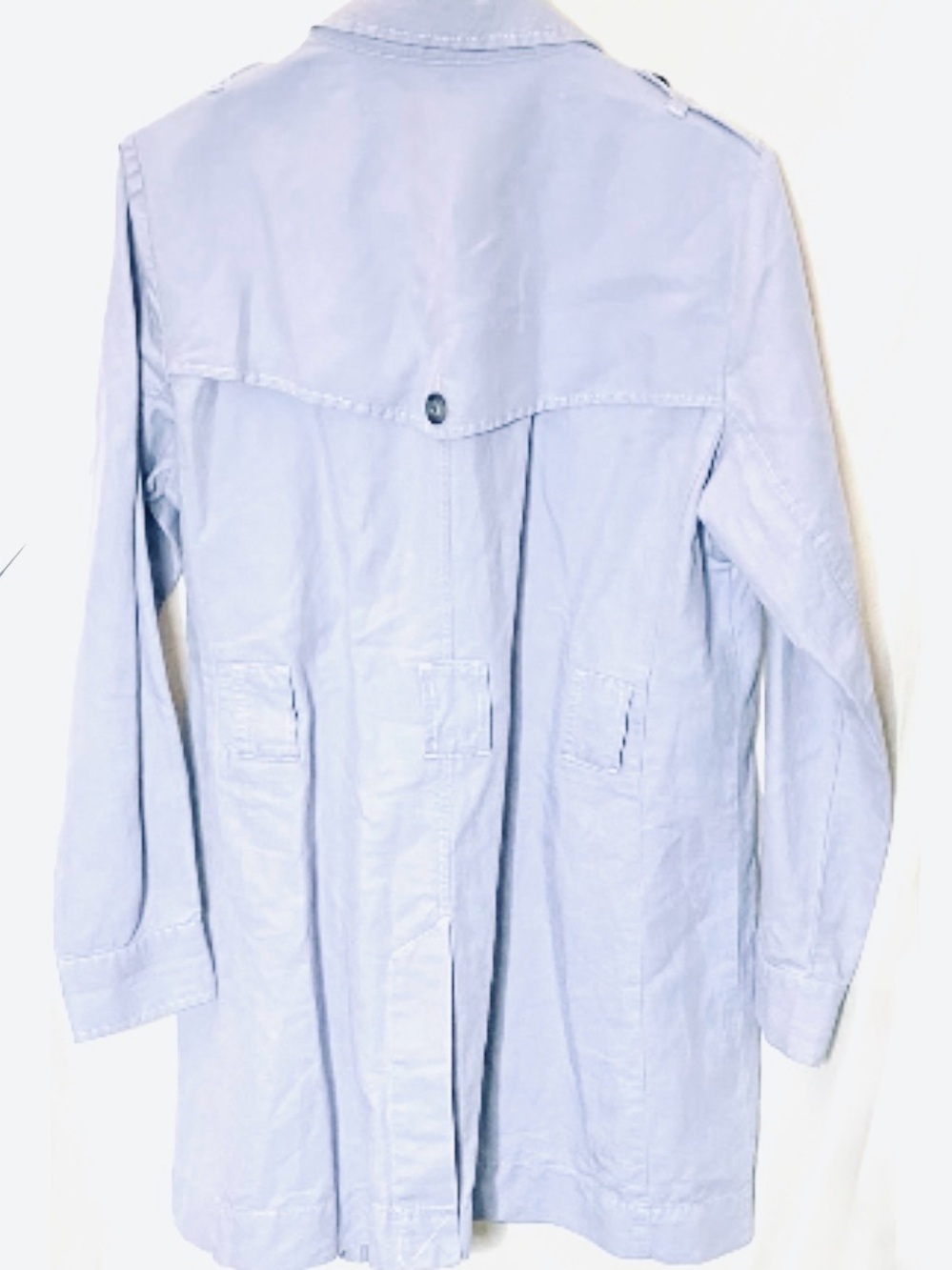 CABI Tanner Linen-Blend Trench Coat, light periwinkle - Picture 3 of 6